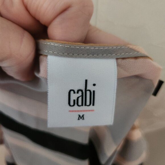 Cabi Pink Blue‎ Striped Sheer Blouse Women's Size Medium - Picture 3 of 4